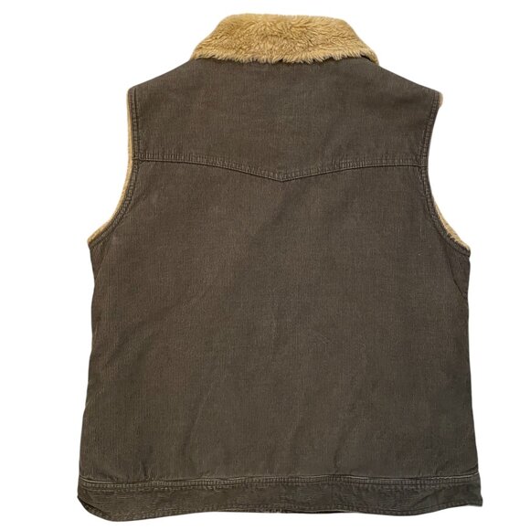Cabela’s Corduroy Sherpa Trucker Vest Olive Chore Barn Ranch Utility Western-L - Picture 8 of 16